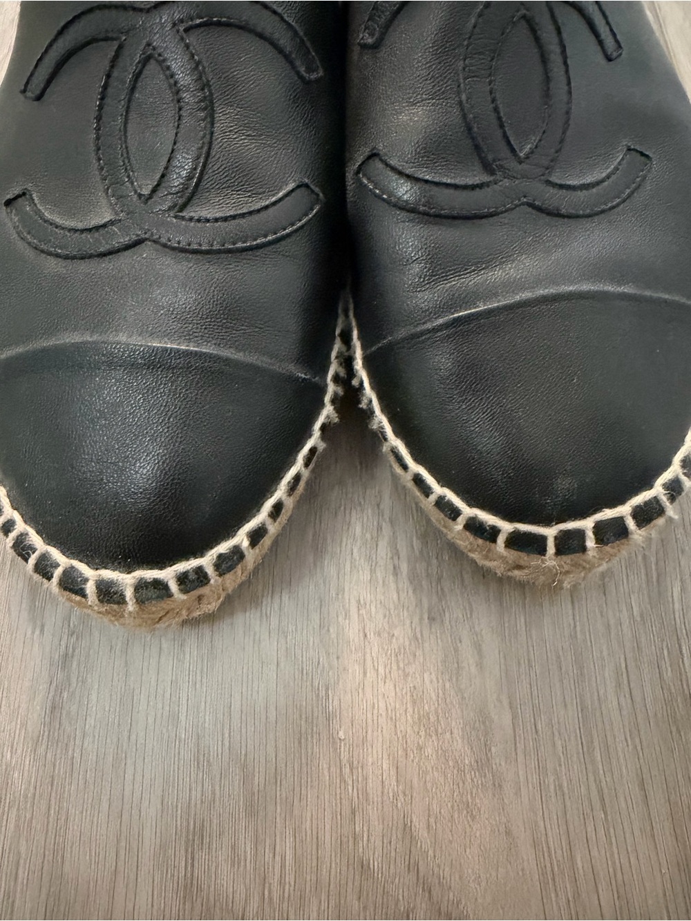 Chanel Lambskin CC Espadrilles Flats Black  Size 38 Dust Bag - Picture 6 of 7